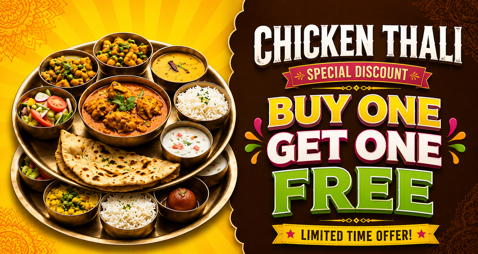 Chicken Thali - Buy One Get One Free